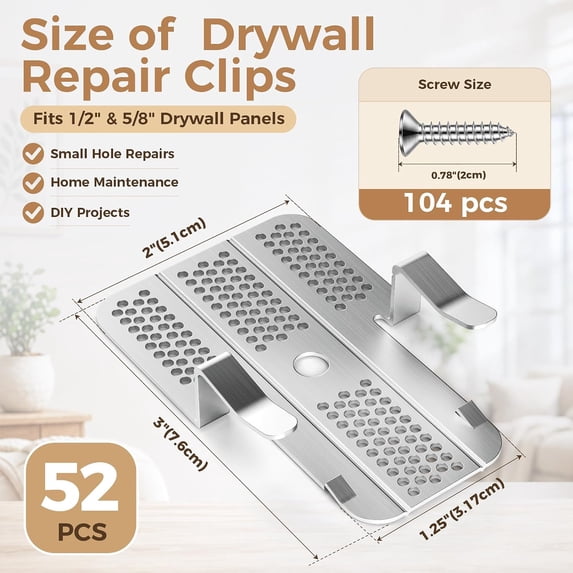 52 Pack Drywall Repair Clips for 1/2