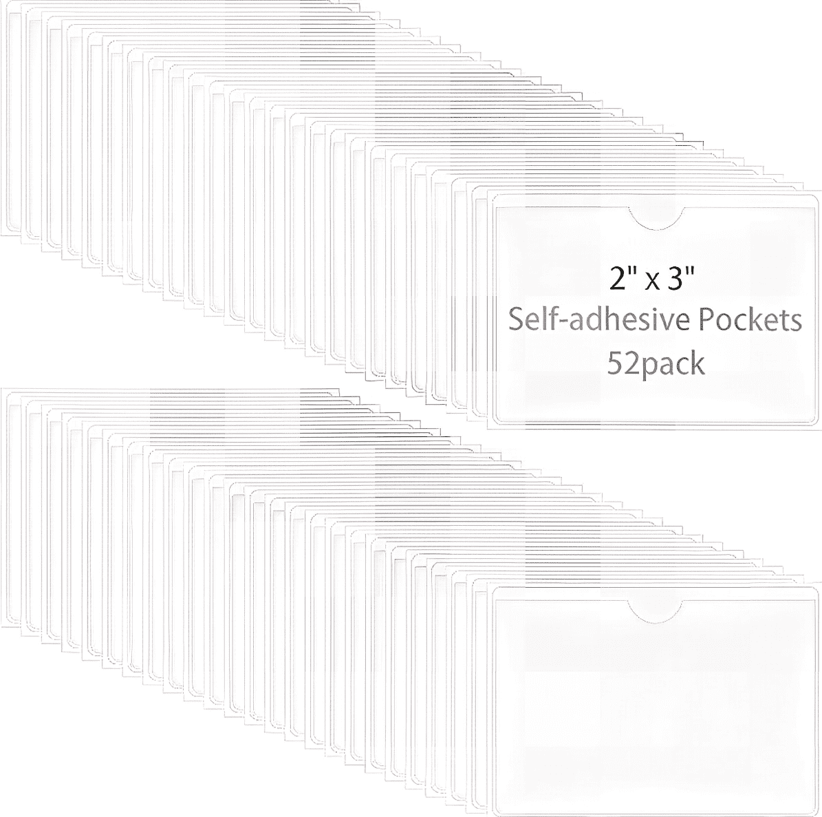 52 Pack Self-Adhesive Index Card Pockets for 2