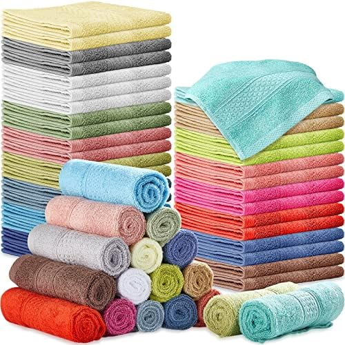 52 Pack Wash Cloths Bulk 13" x 13" Cotton Washcloths for Face and Body, Face Towels Bath Rags Facecloths Absorbent Multicolor Multipurpose for Bathroom Guestroom Hotel Spa Shower Travel
