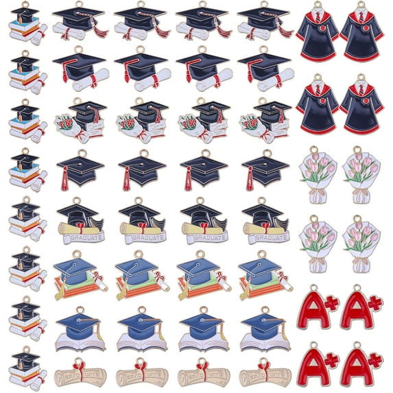 52 Pcs 13 Styles Graduation Charms Graduation Enamel Pendants ...