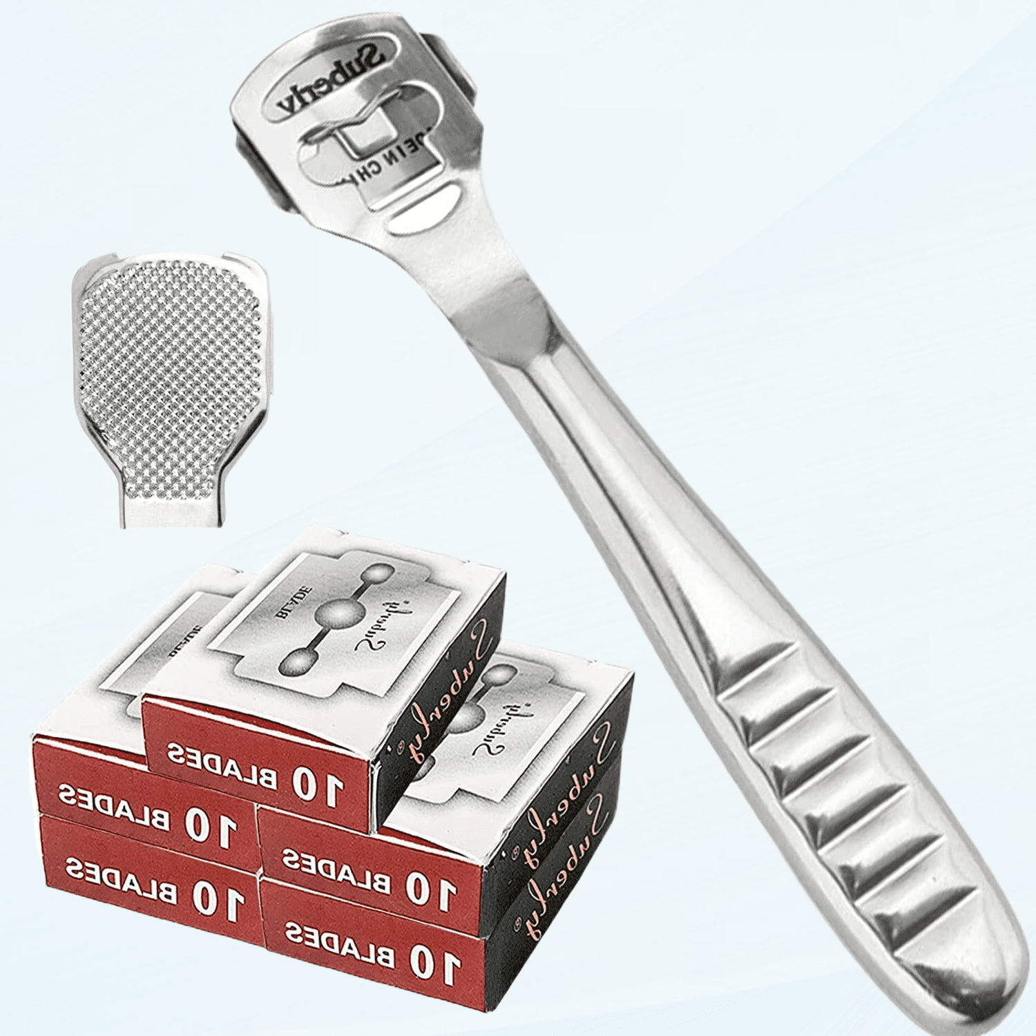 52 Pcs Callus Shaver Set,1 Stainless Steel Foot Razor with 50