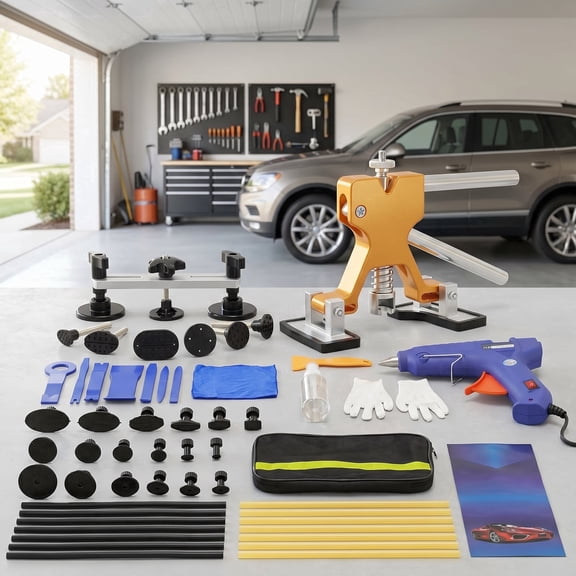 DEDRFUC 52 Pcs Car Dent Repair Kit with Adjustable Bridge Puller & Gold Lifter - Dent Removal Tool for Hail Damage, Large & Small Dents