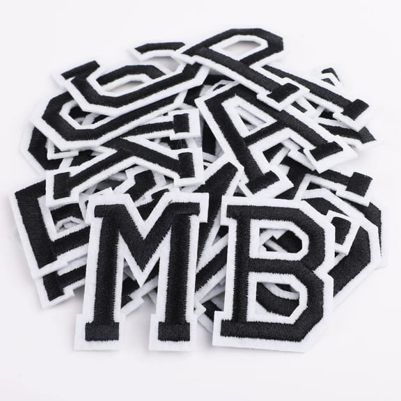 Iron On Letters A-Z, 52 Pcs Embroidered Alphabet Patches with Heat Seal Adhesive, DIY Custom Name Patches for T-Shirts, Jeans, Jackets, Bags, Hats, Black