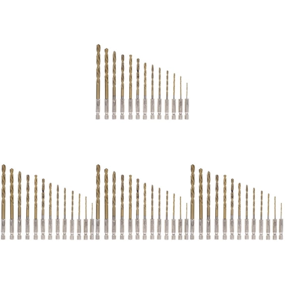52 Pcs Titanium Twist Drill Metal Bits for Steel Wood Cement Multipurpose Twisted