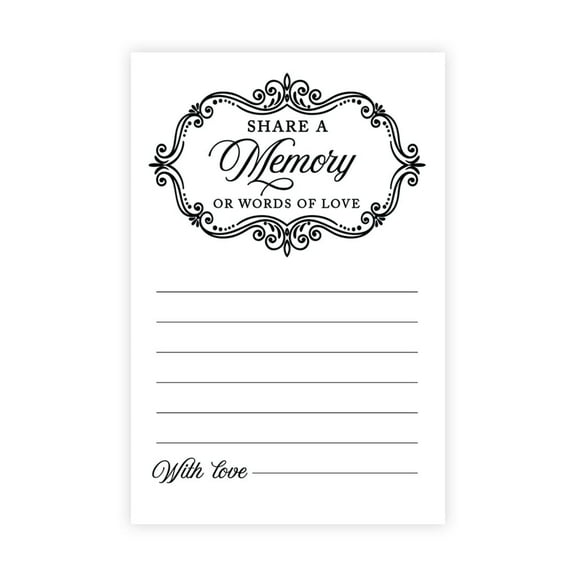 52 Pcs White | Black Share a Memory Cards, Art Deco Frame Cards for Wedding, Life Memories