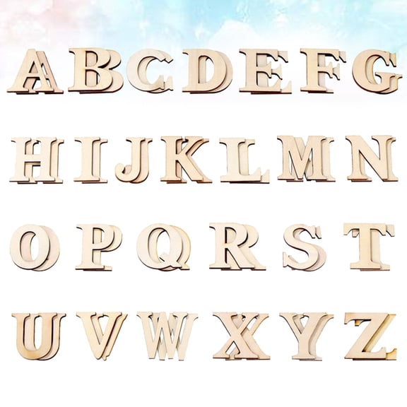 52 Pcs Wooden Alphabet Letters for Crafts and Decoration, Woodwork Supplies for Kids and Projects