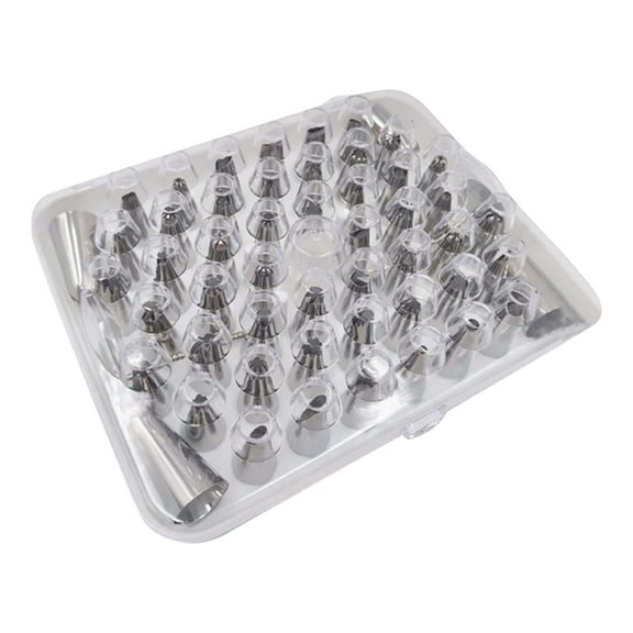 52-Piece Stainless Steel Russian Piping Tips Set - Professional Cake Decorating Nozzles for Ruffles, Pleated Skirts & Fondant Designs - Complete Baking Tools for Cakes, Cupcakes & Cookies