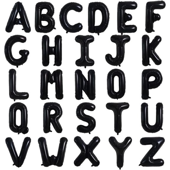 52 Pieces 16 Inch Black Letter A-Z Balloons,Custom Phrase Mylar Foil Alphabet Letter DIY Personalized Phrase Banner for Birthday Anniversary Celebration Graduation Party Halloween New Year