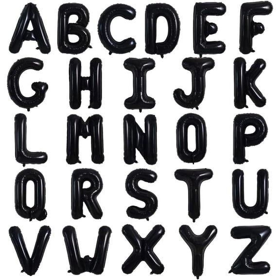 52 Pieces 16 Inch Black Letter A-Z Balloons,Custom Phrase Mylar Foil Alphabet Letter DIY Personalized Phrase Banner for Birthday Anniversary Celebration Graduation Party Halloween New Year