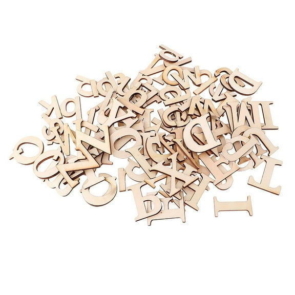 52 Pieces AZ Wooden Capital Letters Wood Lower Case Letters Embellishment for crafts DIY Material