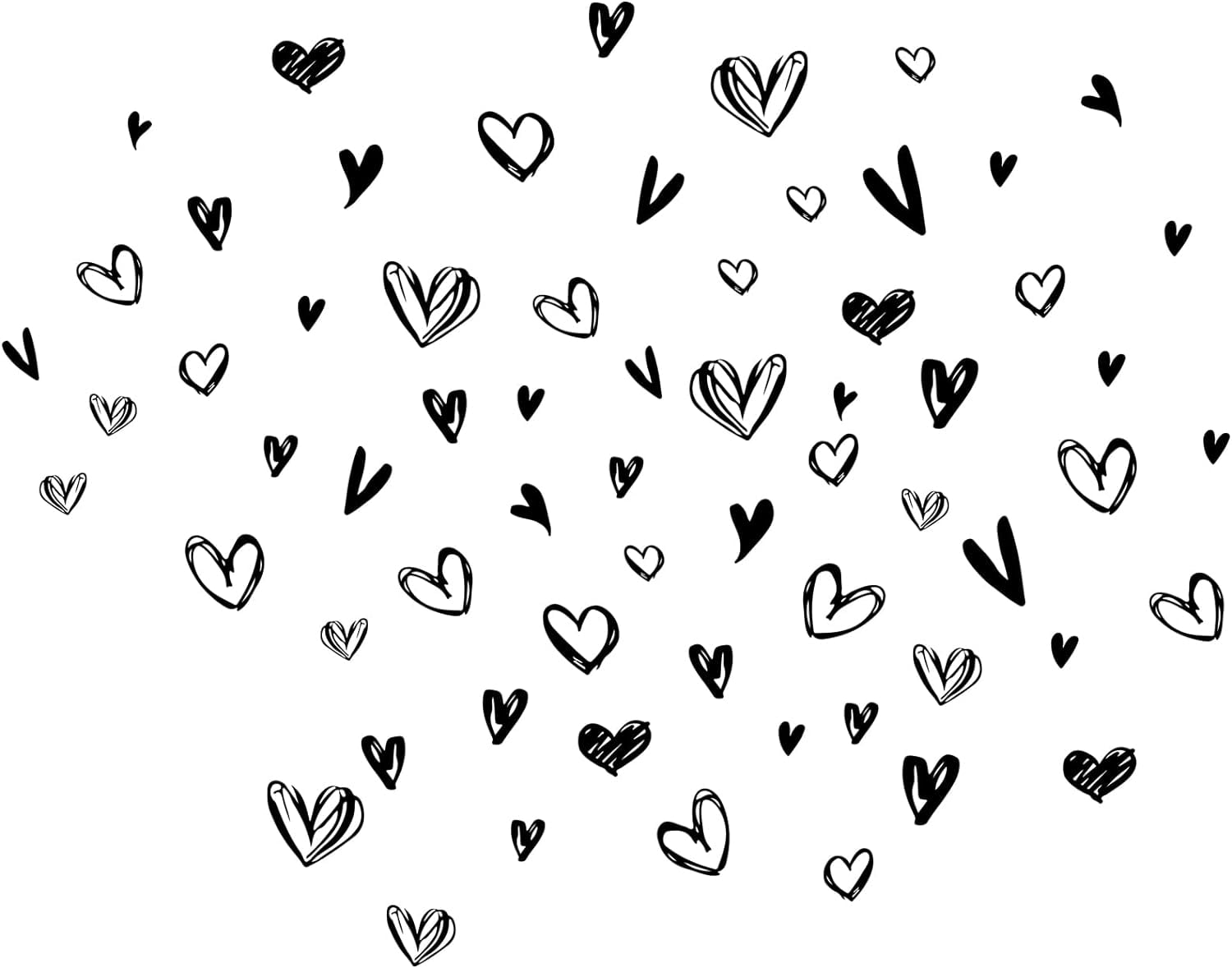 52 Pieces Loving Hearts Wall Stickers Black Love Vinyl Wall Decals Art ...