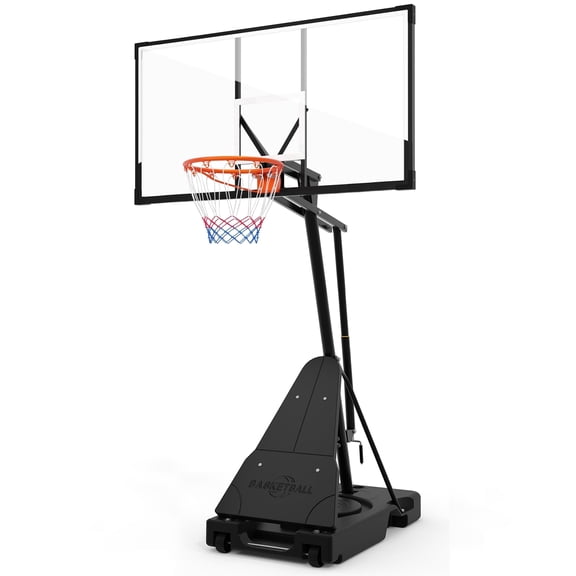 52" Portable Basketball Hoop with Adjustable Height, Shatterproof PC Backboard, 4.36-10 ft Basketball Goal System for Kids, Teens and Adults, Indoor Outdoor Use