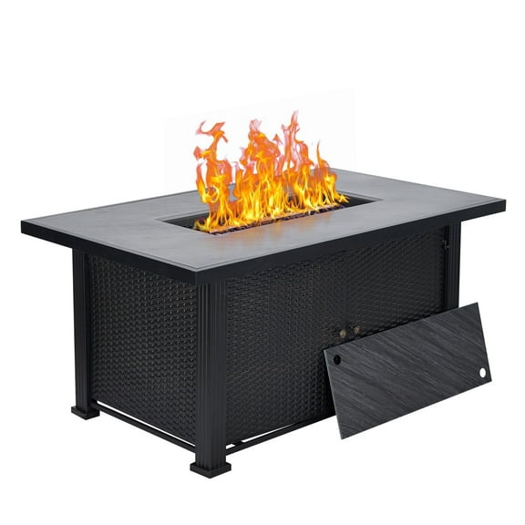 52'' Propane Fire Pit Table, 50,000 BTU Gas Firepit W/Rain Cover, CSA Certified Patio Outdoor Propane Fire Pits for Patio Garden