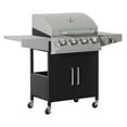 thumbnail image 1 of 52" Propane Gas Grill 4+1 Burner BBQ, Outdoor Cabinet Grill w/ Side Burner & Wheels, Silver, 1 of 9