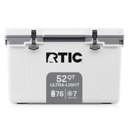 RTIC Ultra-Light 52 Qt Hard-Sided Ice Chest Cooler, Fits 76 Cans, White & Grey