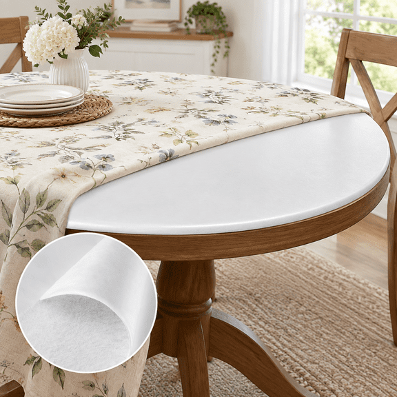 52" Round Vinyl Dining Table Pad Protector with Flannel Backing