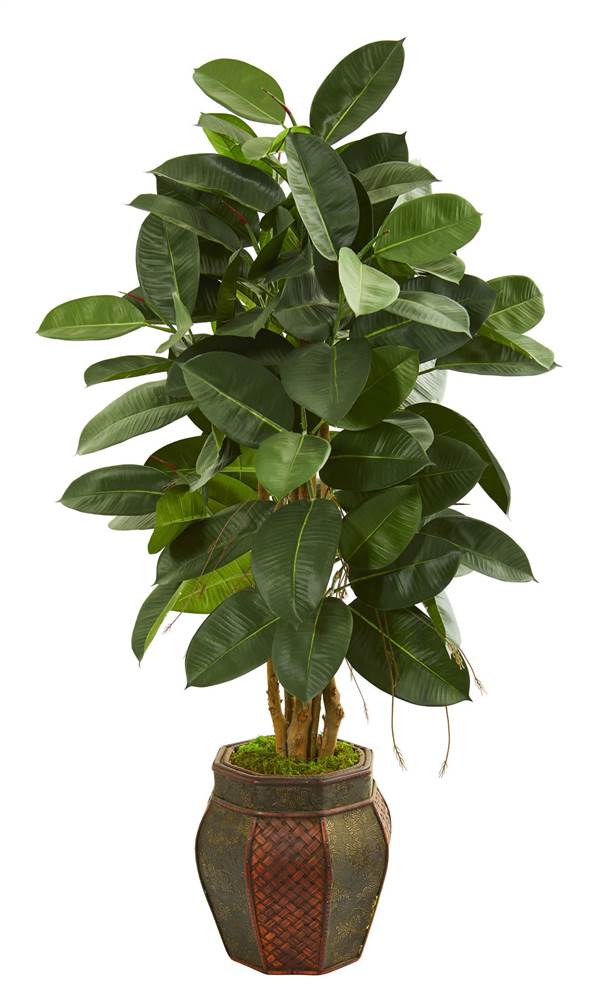 52 Rubber Leaf Artificial Tree in Decorative Planter