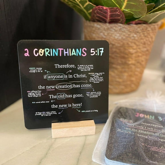 52 Scripture Cards, Bible Verse Mapping Cards, Scripture Memory Cards with Wood Stand, Christian Bible Trivia Memory Card Crafts Set, Teach Sunday School Gifts for Every Week of The Year