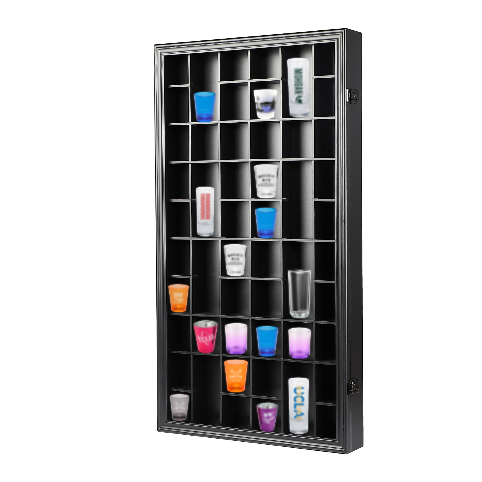 100 Shot Glass Display Case Holder Shadow Box Wall with
