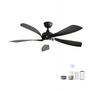 52Smart Ceiling Fan with Light and Remote,Modern Ceiling Fan with 6-Speed Reversible DC Motor 5-ABS Fan Blades