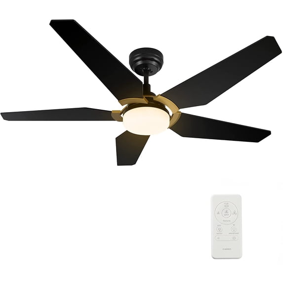 52" Smart Ceiling Fan with Remote and Light, 10-speed Reversible Motor Gold/Black