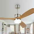 thumbnail image 1 of 52" Solid Wood Reversible Ceiling Fan with Dimmable Led Light, Remote Control, and Chrome Downrods for Dining Room, Kitchen Island, Hallway, 1 of 9