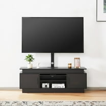 52" TV Stand with Integrated Mount for Up to 75 inch TVs, Adjustable Height Media Console with Power Outlet, LED Illuminated 3-Tier Entertainment Center