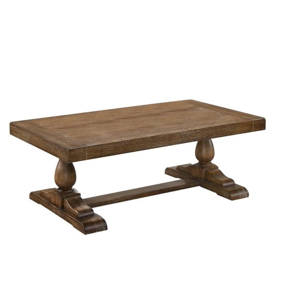 52" Transitional Wood Coffee Table, Living Room Solid Wood Sofa Table, Driftwood