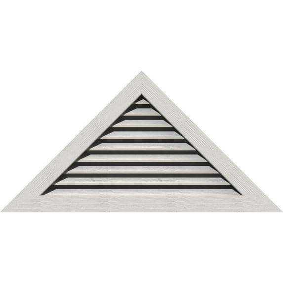 52"W x 13"H Triangle Gable Vent (73 1/8"W x 18 3/8"H Frame Size) 6/12 Pitch: Primed, Functional, Rough Sawn Western Red Cedar Gable Vent w/ 1" x 4" Flat Trim Frame