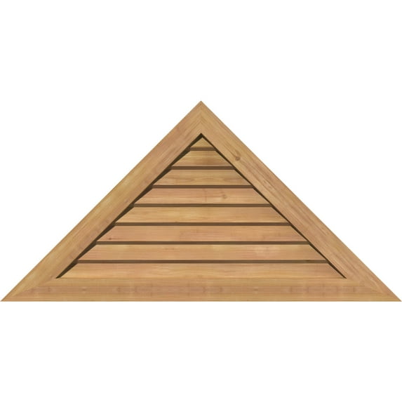 52"W x 23 3/4"H Triangle Gable Vent (64 7/8"W x 29 5/8"H Frame Size) 11/12 Pitch: Unfinished, Non-Functional, Smooth Western Red Cedar Gable Vent w/ Decorative Face Frame