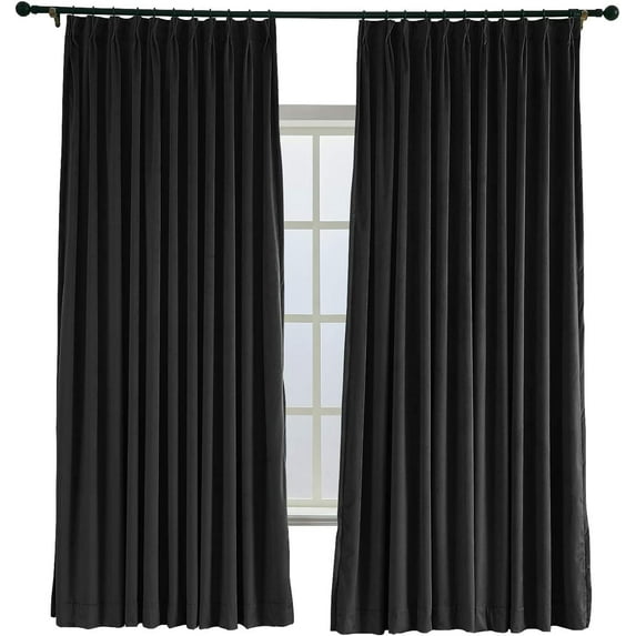 52 W x 96 L Pinch Pleat Curtain Room Darkening Velvet Curtain Drapery Panel for Traverse Rod or Track, Living Room Bedroom Meetingroom Club Theater Patio Door (1 Panel), Chocolate outdoor curtains