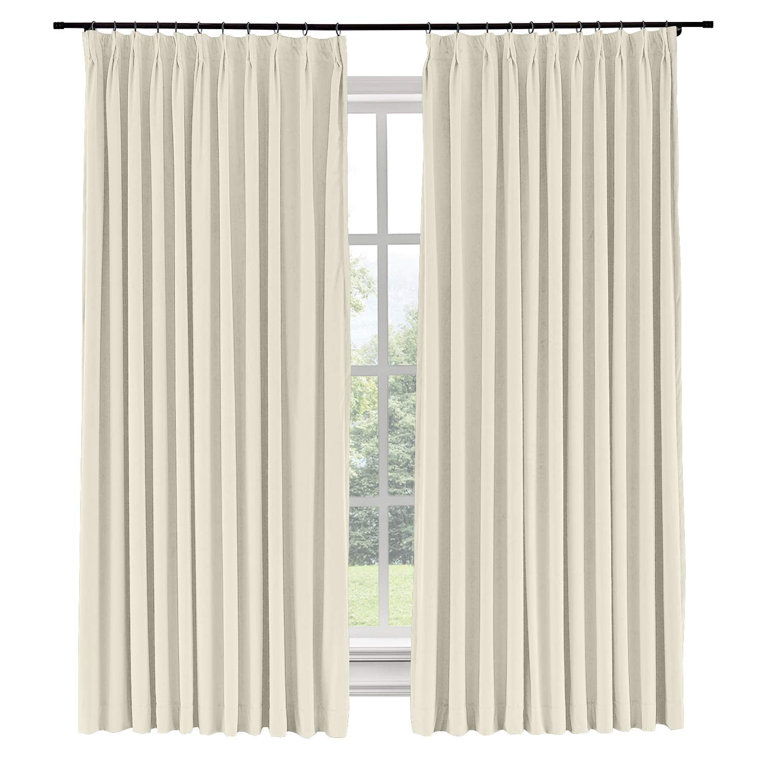 Fixed Panel Drapery 52 W x 96 L Pinch Pleat Curtain Room Darkening Velvet Curtain Drapery ...