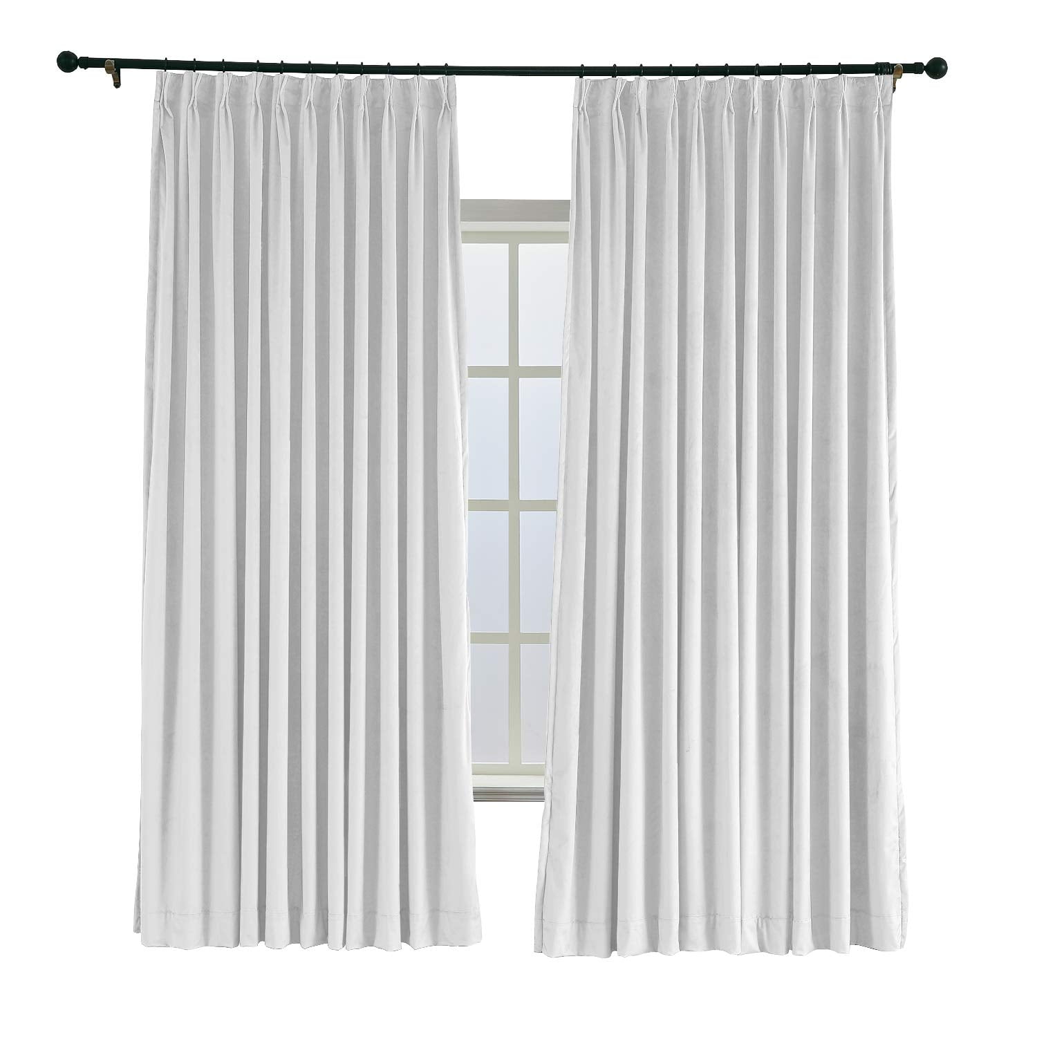 Fixed Panel Drapery 52 W x 96 L Pinch Pleat Curtain Room Darkening Velvet Curtain Drapery ...