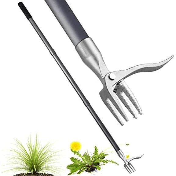 52'' Weed Puller with Long Handle Stand-up Hand Weeder Manual Weeding Tool with Stainless Steel Claw for Garden/Yard/Lawn, Weed Remove Without Bending or Kneeling$$Garden & Patio