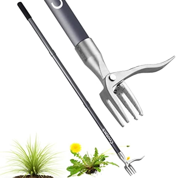 52'' Weed Puller with Long Handle Stand-up Hand Weeder Manual Weeding Tool with Stainless Steel Claw for Garden/Yard/Lawn Weed Remove Without Bending or Kneeling