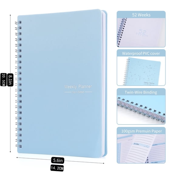 52 Week Daily Planner, Coil Bound Notebook, 1pc