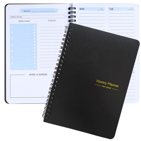 52-Week Daily Planner,Full-Page Schedule,Calendar Organizer,January to December,Coil-Bound Weekly Planner,Black Cover,Perfect for Time Management,Black,1PC