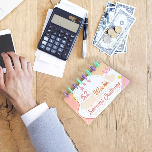 52-Week Money Saving Challenge Binder | 8-Hole Loose Leaf Cash Storage Book with Card Slots | Financial Goal Tracker & Organizer Album