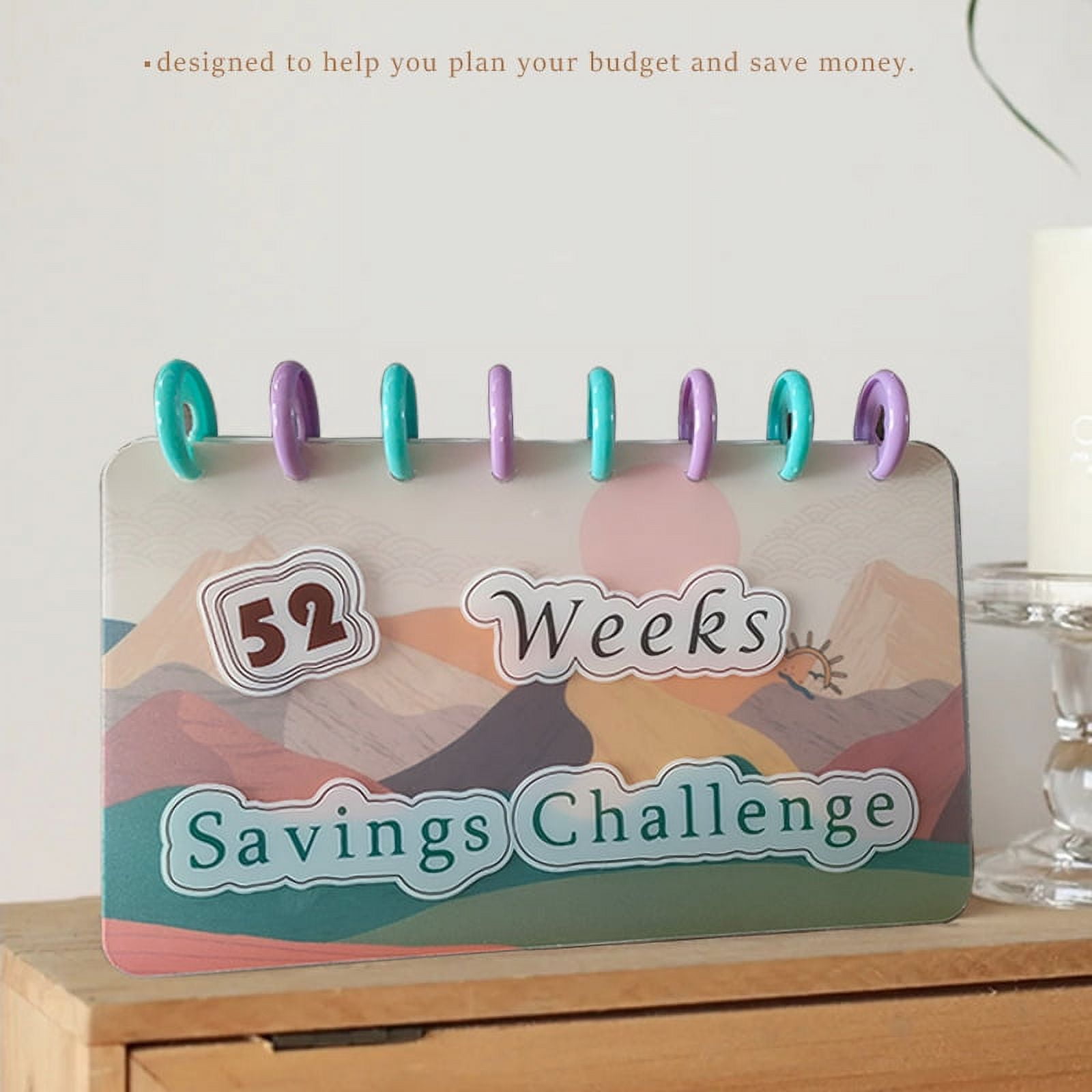 52 Week Money Saving Challenge Binder, Reusable Budget Book with Cash