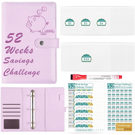 52 Week Money Saving Challenge Binder with Savings Challenges Book Cash Envelopes for Budget Planner Financial