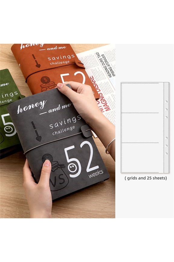 52-Week Savings Challenge Planner, Reusable Budget Book with Envelope Cover Organizer, Blue Color for Couples & Personal Finance, Money-Saving Tracker, budget planner,Grey,1PC