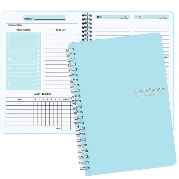 52-Week Spiral Bound Planner with Tabs - Blue - One Size - 52 Week Planner 2025 Daily Planner Full Page 52 Week Self Discipline Punch Book Daily Planner Daily One Page Calendar 2025 January