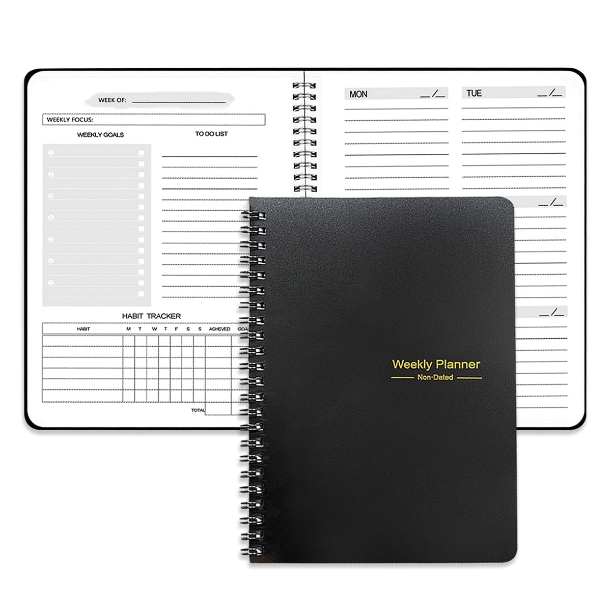 52 Weeks Weekly Planner Notebook A5 Undated Spiral Agenda Daily Student ...