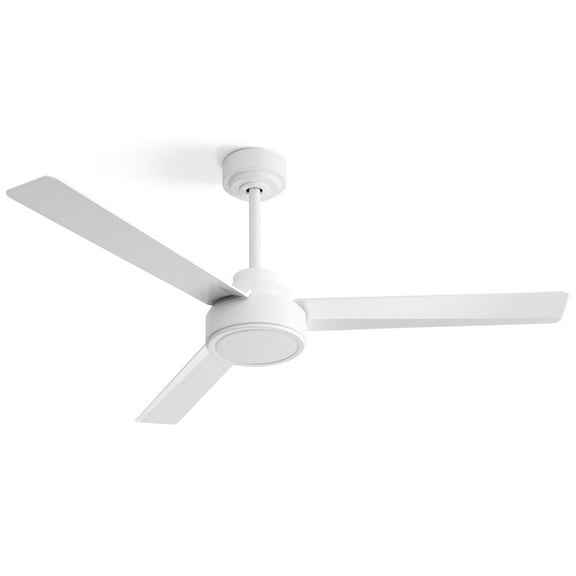 52" White Ceiling Fan Without Light, Remote Control 6-Speed Reversible DC Motor, 3 ABS Blades Farmhouse Fan for Living Room, Bedroom & Kitchen