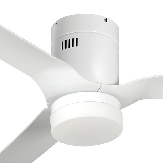 52" White Smart Flush Mount Ceiling Fan with Light and Remote (3 Blades)Remote