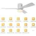 thumbnail image 1 of 52" White Wifi Smart Ceiling Fan with LED Remote Control Compatible with App Control Voice Control, 1 of 11