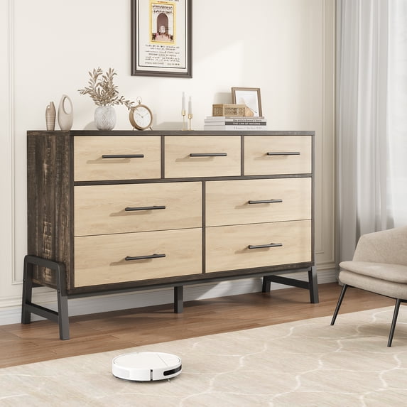 52" Wide Dresser for Bedroom - Freestanding Wooden Chest with Storage