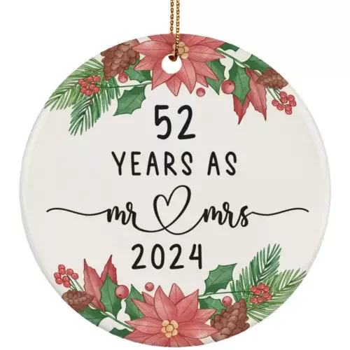 52 Years As Mr & Mrs 2024 Ornament 52Th Weeding Anniversary Christmas