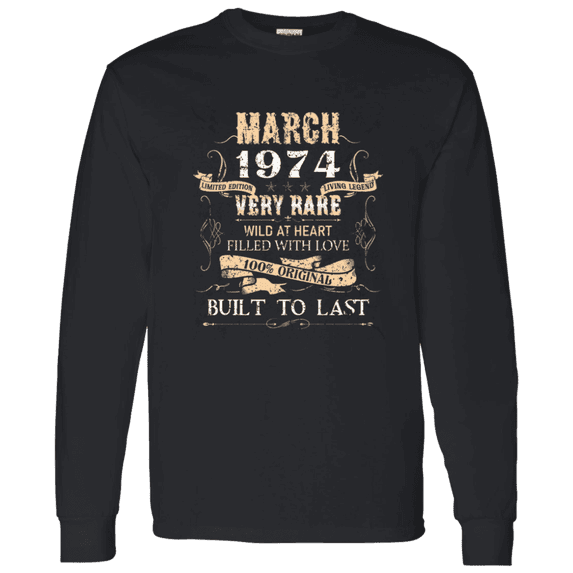 52 Years Old 52Nd Birthday Legend Vintage March 1974 Bday Long Sleeve Shirt