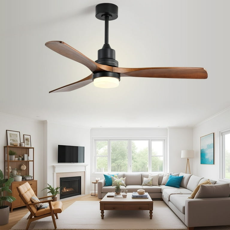 52 And 60 Noiseless Walnut Wood Ceiling Fan With Remote Control Light Integrated Optional Inch Inches Com